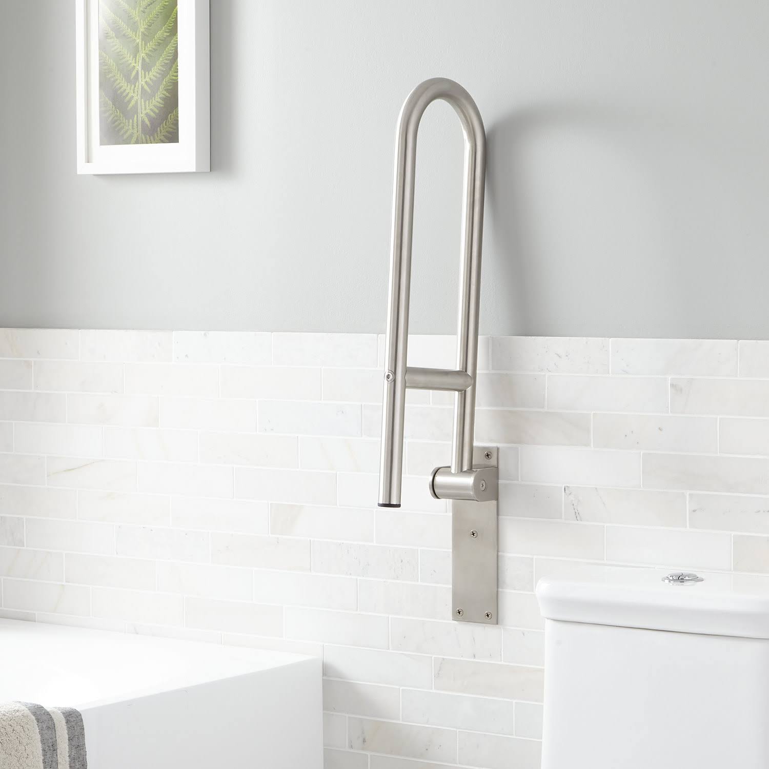 Pickens Flip Up Grab Bar with Position Hinge | Stainless Steel | Signature Hardware 920114