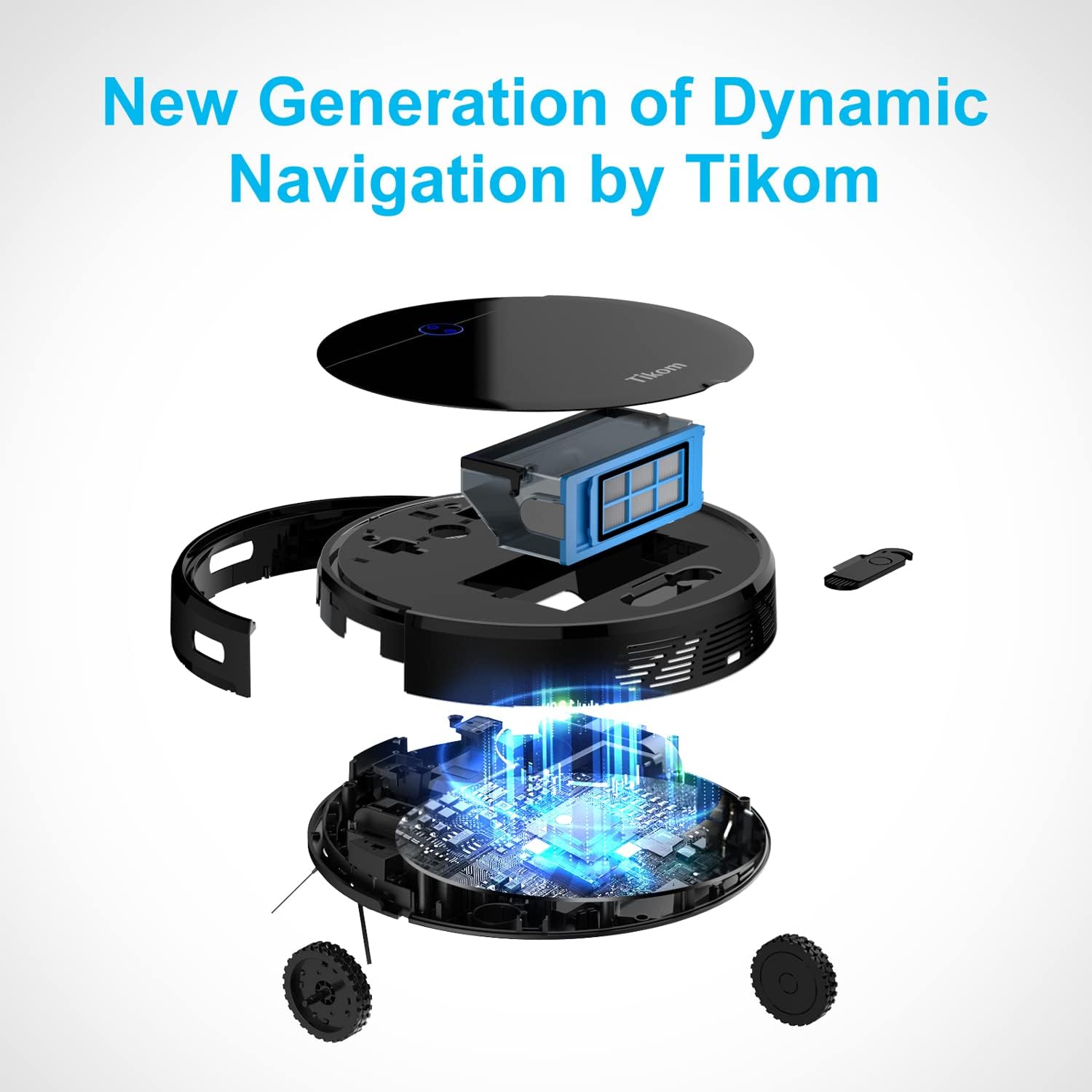Tikom Robot Vacuum Cleaner, 2700Pa Robotic Vacuums with Self-Charging, Good for Pet Hair, Carpets, Hard Floors, Black