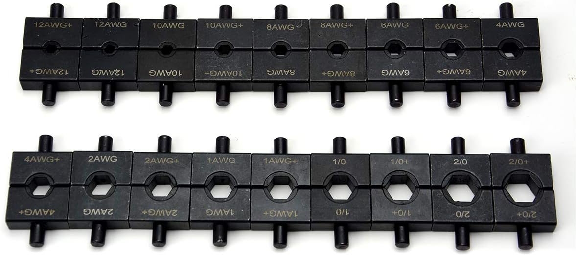 TEMCo TH0006 Hydraulic Electrical Cable Lug / Terminal Crimper Kit with 18 Die Sets 12 AWG - 00 (2/0) (5 US TON )