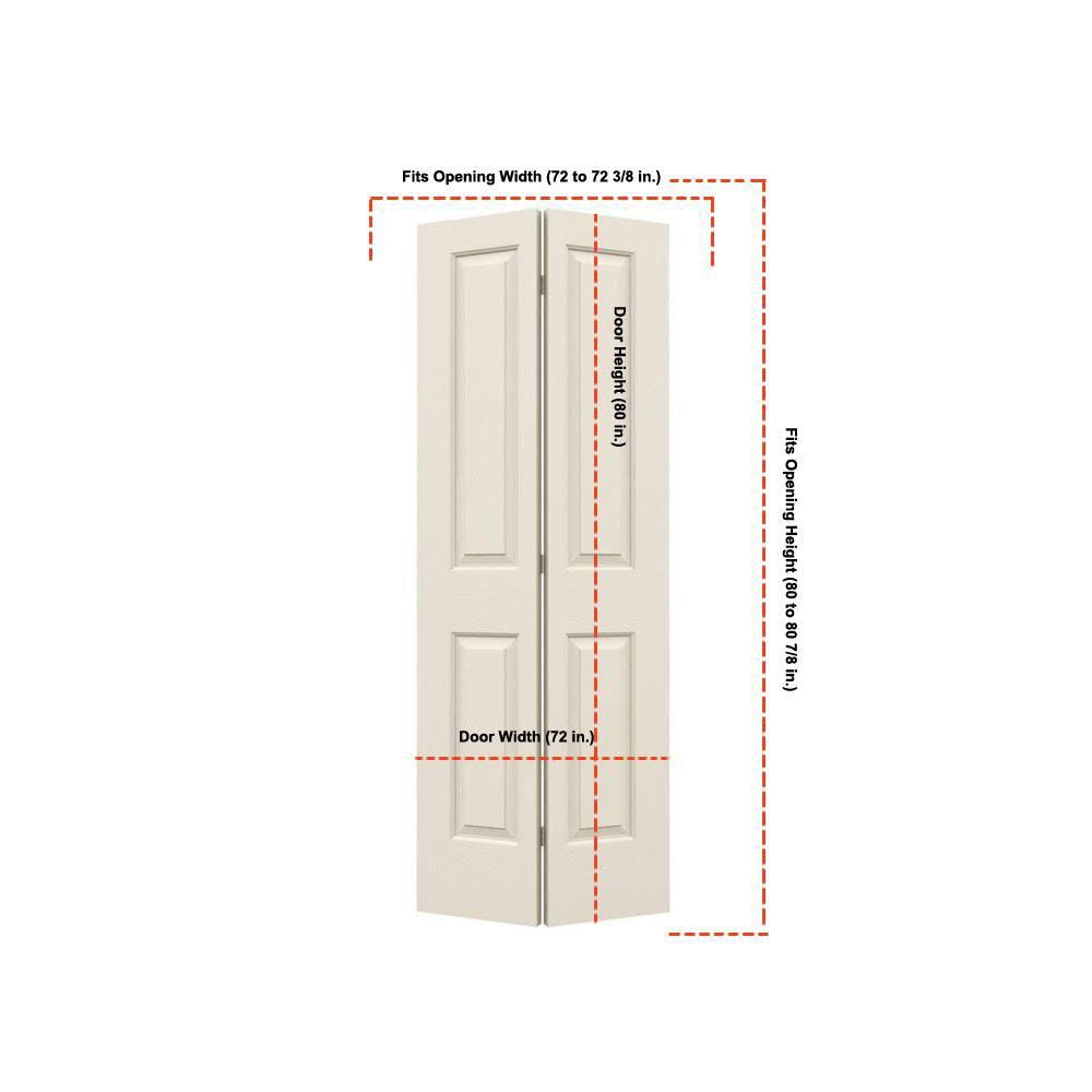 JELD-WEN 72 in. x 80 in. Cambridge Primed Smooth Molded Composite MDF Closet Bi-Fold Double Door