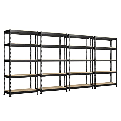 PrimeZone 2 Pack Storage Shelves 48" x 24" x 72" - 5 Tier Heavy Duty Adjustable Garage Storage Shelving, Metal Storage Utility Rack Shelf Unit for Warehouse Pantry Closet Kitchen, Black