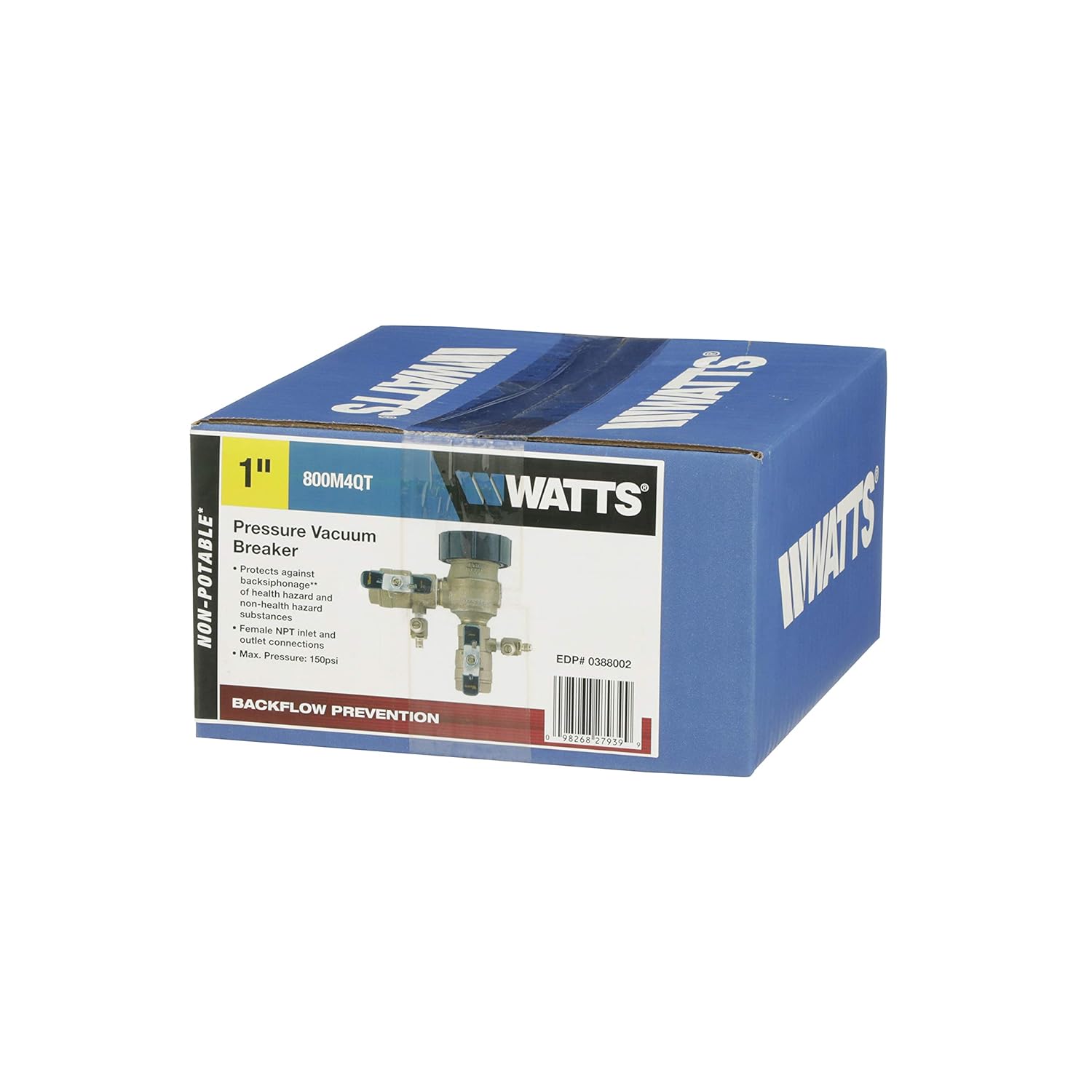 Watts 800M4-QT Anti-Siphon Pressure Vacuum Breaker Quarter Turn Shutoff, Tee Handles, 1 Inch, Bronze