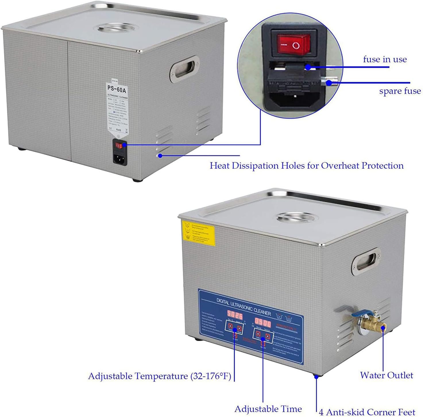 DEWIN Ultrasonic Cleaner 15L Professional Ultrasonic Cleaner with Digital Timer 40kHz Excellent Ultrasonic Cleaning Machine 110V for Jewelry, Watch, Ring, Coin, Diamond, Eyeglasses