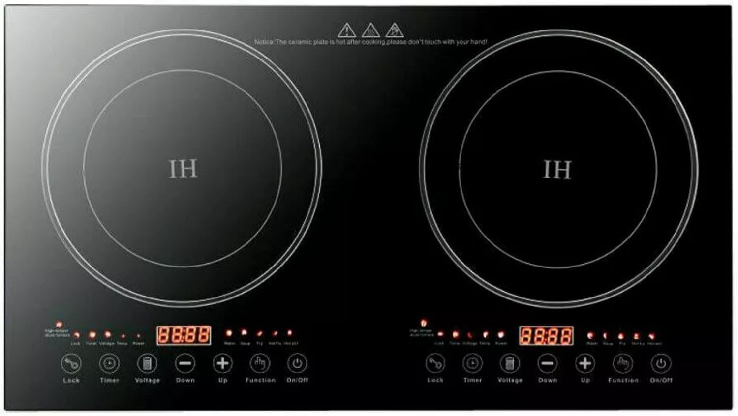 2400W 110V Induction Cooktop, Countertop Burner Double Head Induction Countertop Double Cooktop Range Double Induction Cooktop Portable Induction Cooktop for Kitchen, Rv, Restaurant