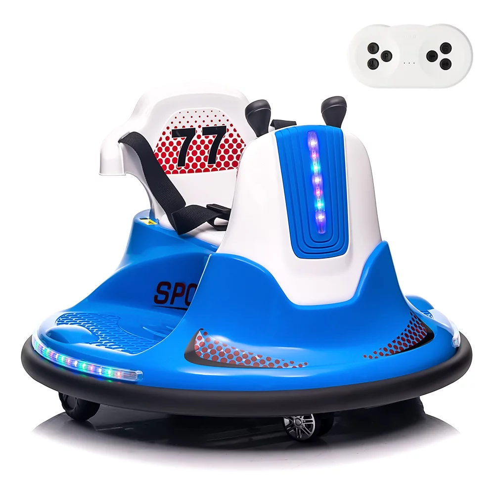 Shininglove Electric Ride on Bumper Car for Toddlers 3-8 Years Old, 6V Kids Ride on Toy Car with Remote Control, Safety Belt, Music, Flashing Lights, 360° Spin