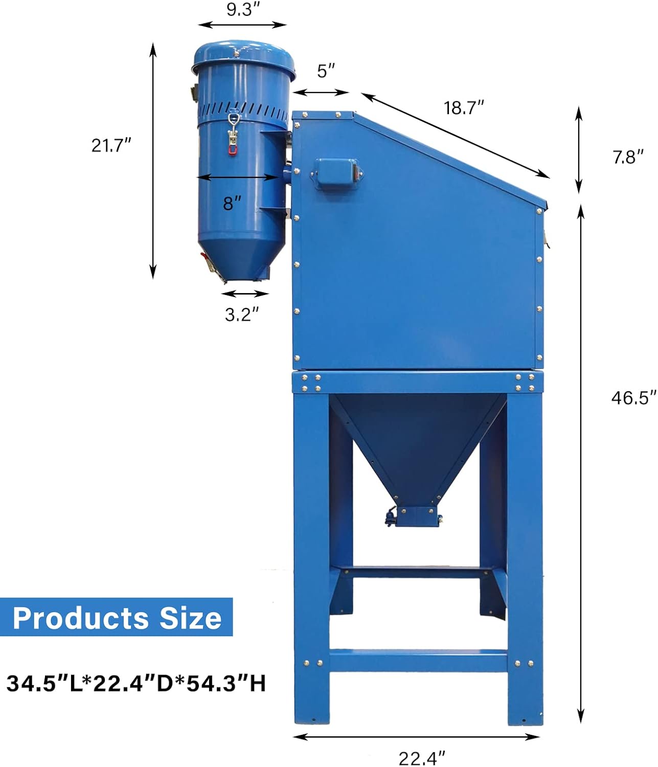 Abrasive Blast Cabinet 90 Gallon with Dust Collection Reclaimer System Floor Sandblasting&Sandblaster Cabinet for Rust Grime Paint Removing
