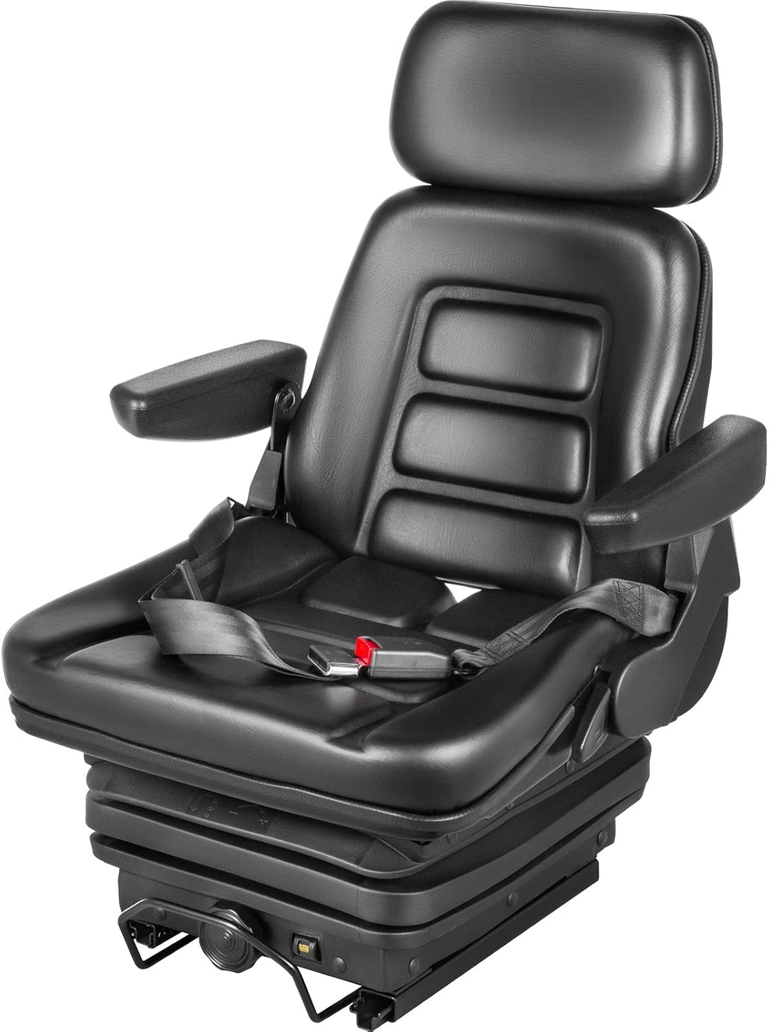 VEVOR Suspension Seat Adjustable Backrest Headrest Armrest, Forklift Seat With Slide Rails, Foldable Heavy Duty for Tractor Forklift Excavator Skid Steer