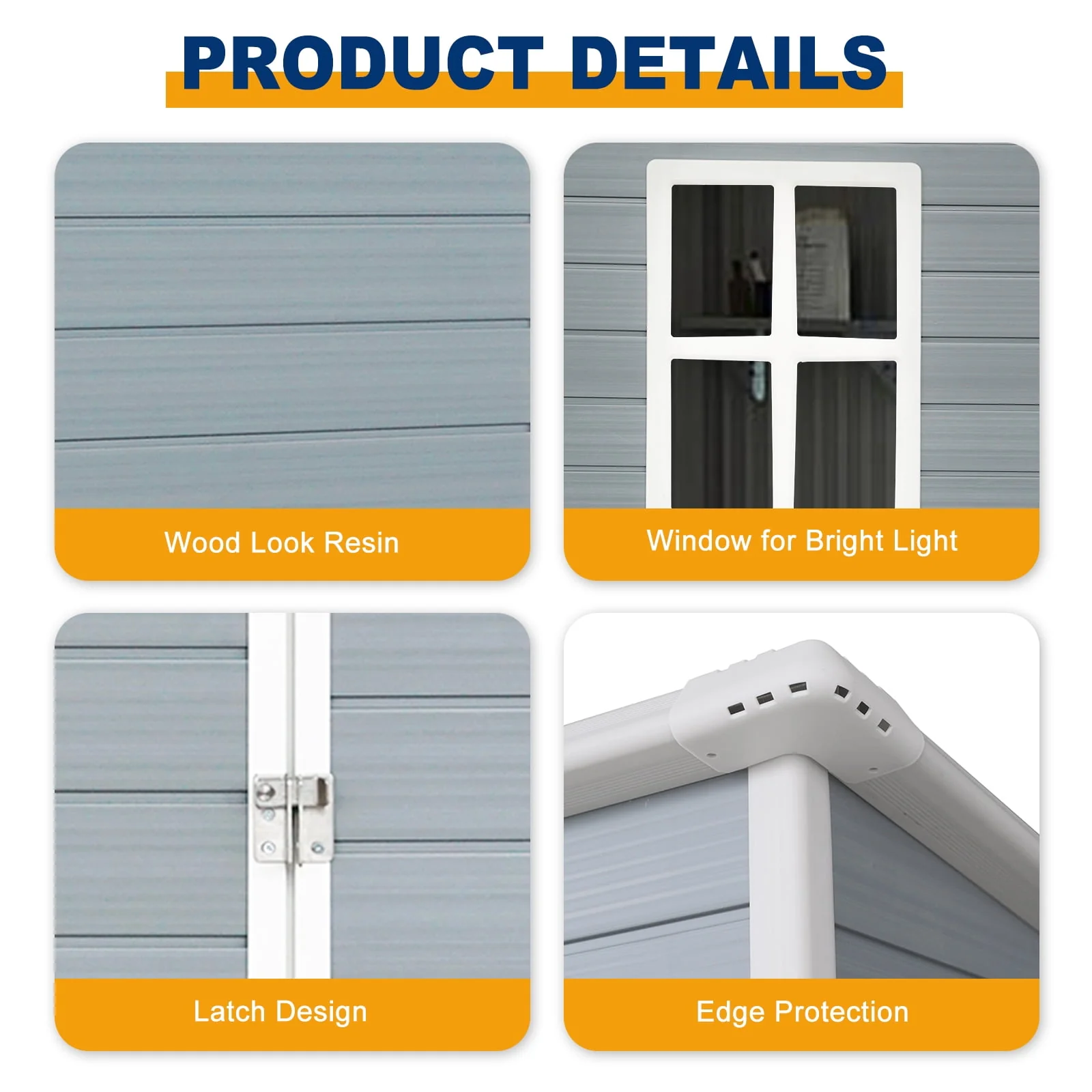 6' x 4.4' Plastic Outdoor Shed, All-Weather Resin Large Backyard Storage Sheds with Reinforced Floor, Lockable Door Garage Patio Garden Storage Shed