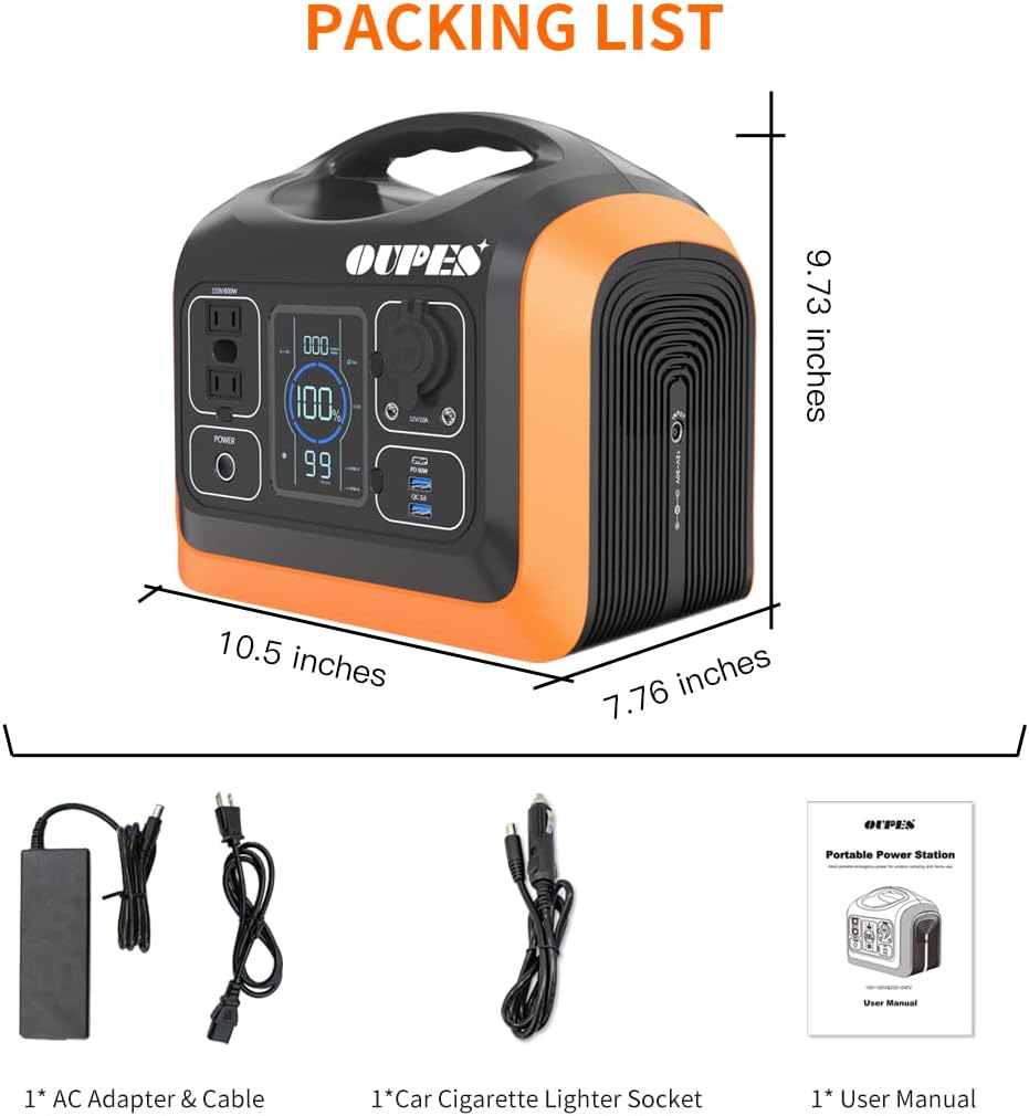 OUPES Solar Generator 1800W/1488Wh w/ 2 X 100W Foldable Solar Panel, Portable Power Station (Peak 4000W) 10 AC Outputs, LiFePO4 Battery w/ 3x 110V AC Outlets for Outdoors Adventure Travel Camping RV Emergency