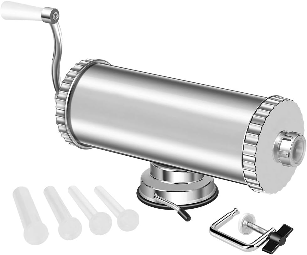 MASTER FENG Sausage Stuffer, Vertical Stainless Steel Sausage Maker Packed with 8 Tubes, Commercial and Household Use (5LBS/3L) Pack of 2