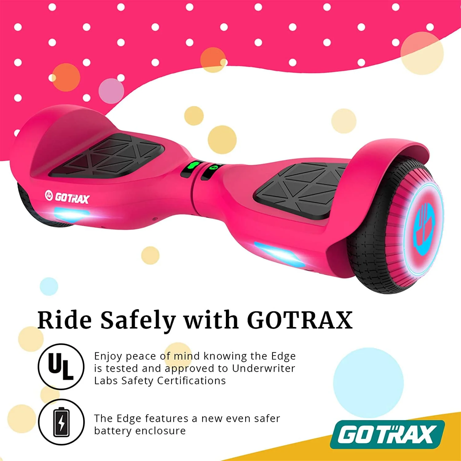 Gotrax Edge Hoverboard for Kids Adults, 6.5 Tires 6.2mph & 2.5 Miles Self Balancing Scooter, Black