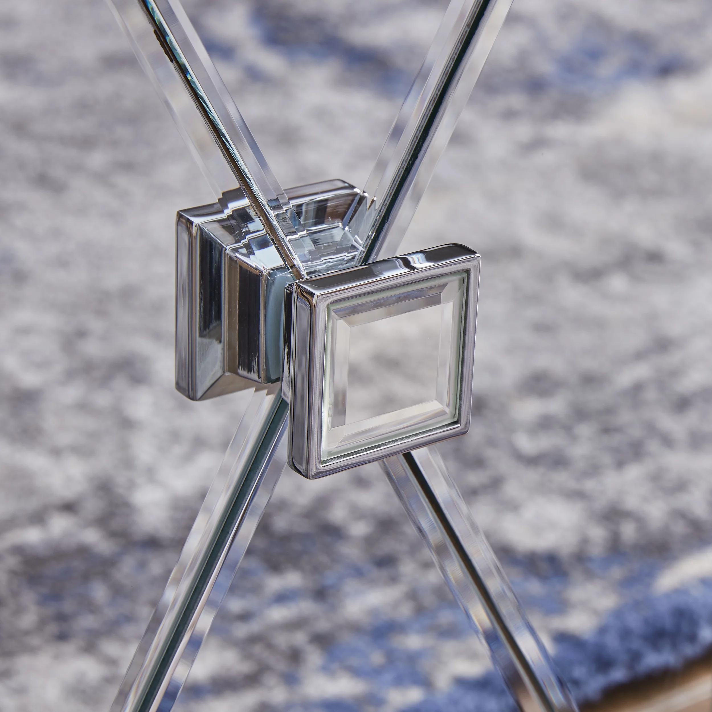 SEI Paddington Glam style Mirrored Media Console w/ Storage in Mirror and silver finish