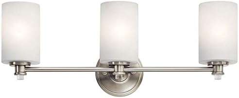 Kichler Joelson 24 3 Light LED Vanity Light with Satin Etched Cased Opal and Clear Glass Accent Glass in Brushed Nickel
