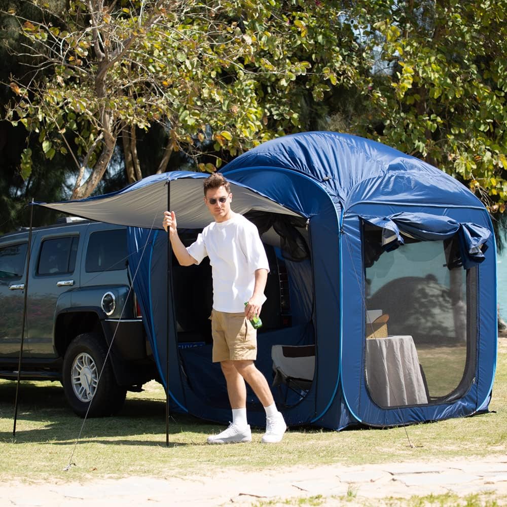 Laaioo SUV Tent ，SUV Tents for Camping, Universal, Pop Up Tent Tailgate Tent 6 Person Multipurpose with Floor + Rainfly