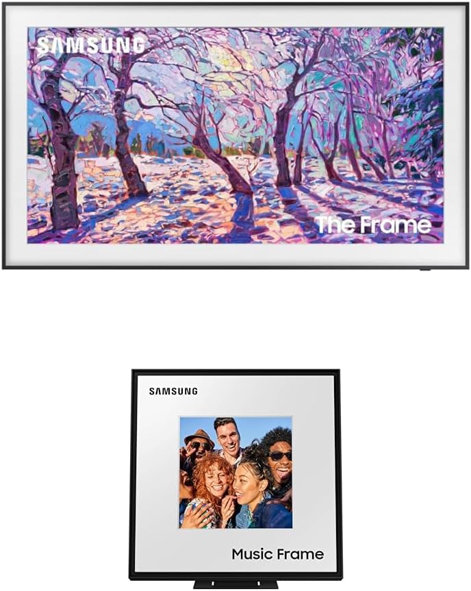 SAMSUNG 50-Inch Class QLED 4K The Frame LS03B Series, Quantum HDR, Art Mode, (QN50LS03BAFXZA) LS60D Music Frame Smart Speaker with Dolby Atmos Audio, Q-Symphony, (Newest Model)