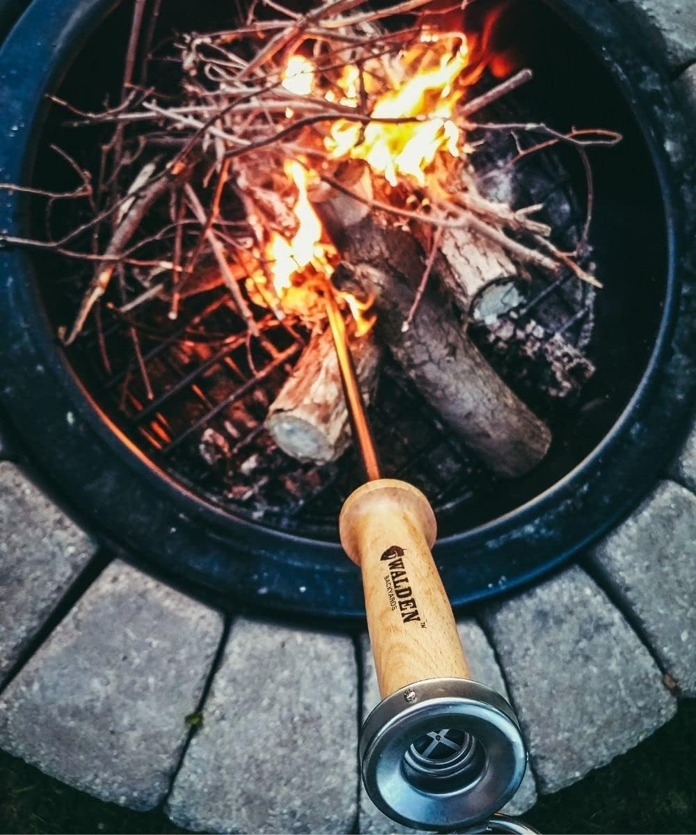 Walden Fire Pit Stoker Poker Long 33" - Stick-One-Way Airflow Valve-Blow Through Fire Poker Extra Long - High Carbon - Outdoor Campfire Tools and Accessories Fire-Poker for Fire Pit