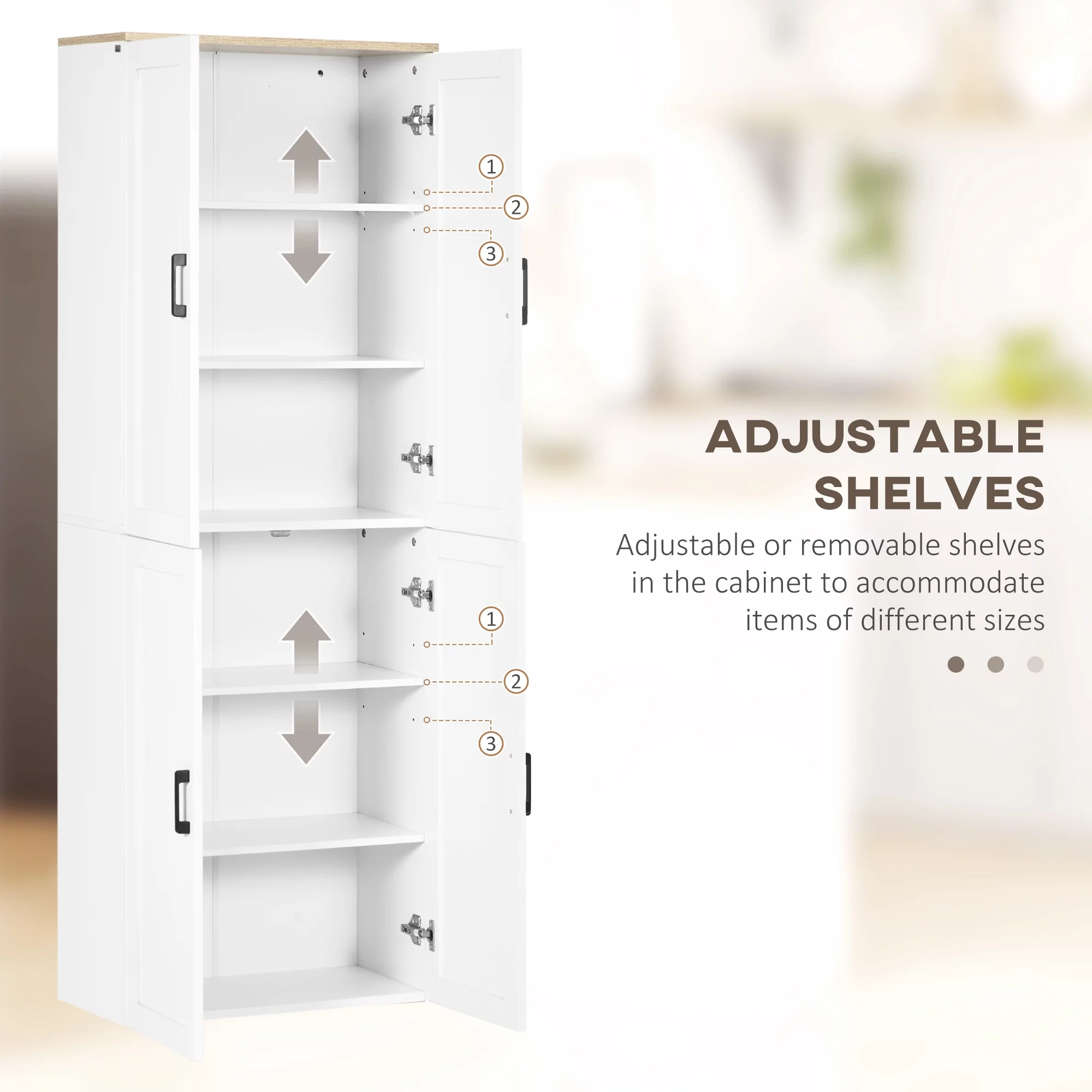 HOMCOM 72" Kitchen Pantry Storage Cabinet with Adjustable Shelves, White - Curated Treasures Market
