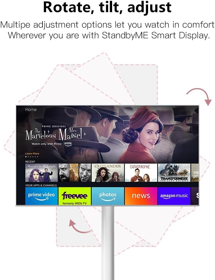 21.5 inch Portable tv 1080P Built-in Battery Portable Touch Screen Monitor 60Hz Refresh Rotatable Portable Monitor,White（6+128GB）
