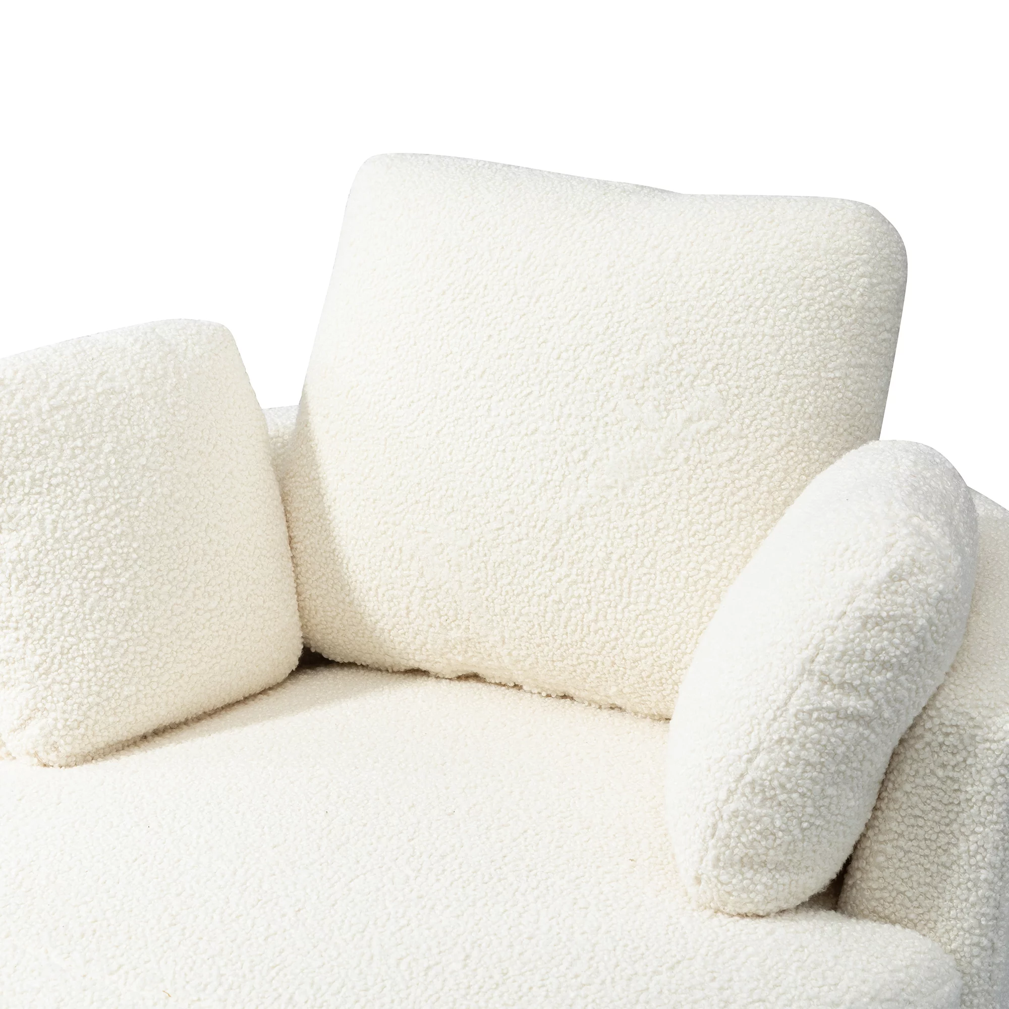 42.2"W Swivel Accent Barrel Chair And Half Swivel Sofa With 3 Pillows 360 Degree Swivel Round Sofa Modern Oversized Arm Chair Cozy Club Chair For Bedroom Living Room Lounge Hotel, Ivory Boucle