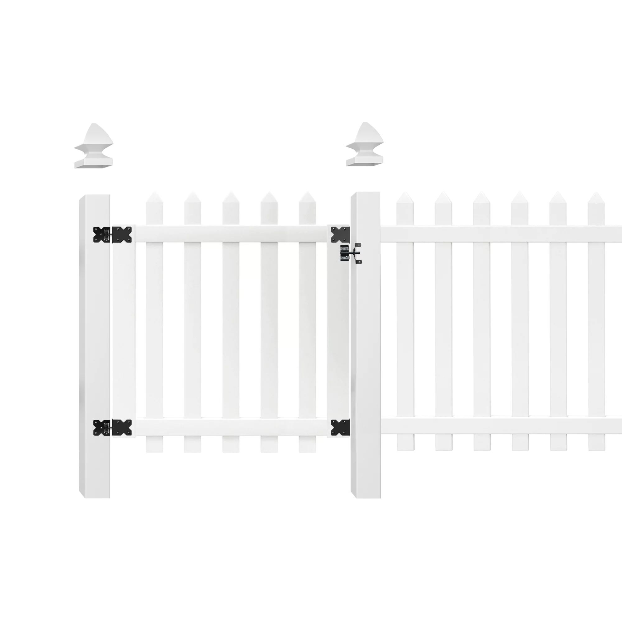 Outdoor Essentials Glendale 4 ft. x 42 in. White Vinyl Pointed Picket Fence Gate