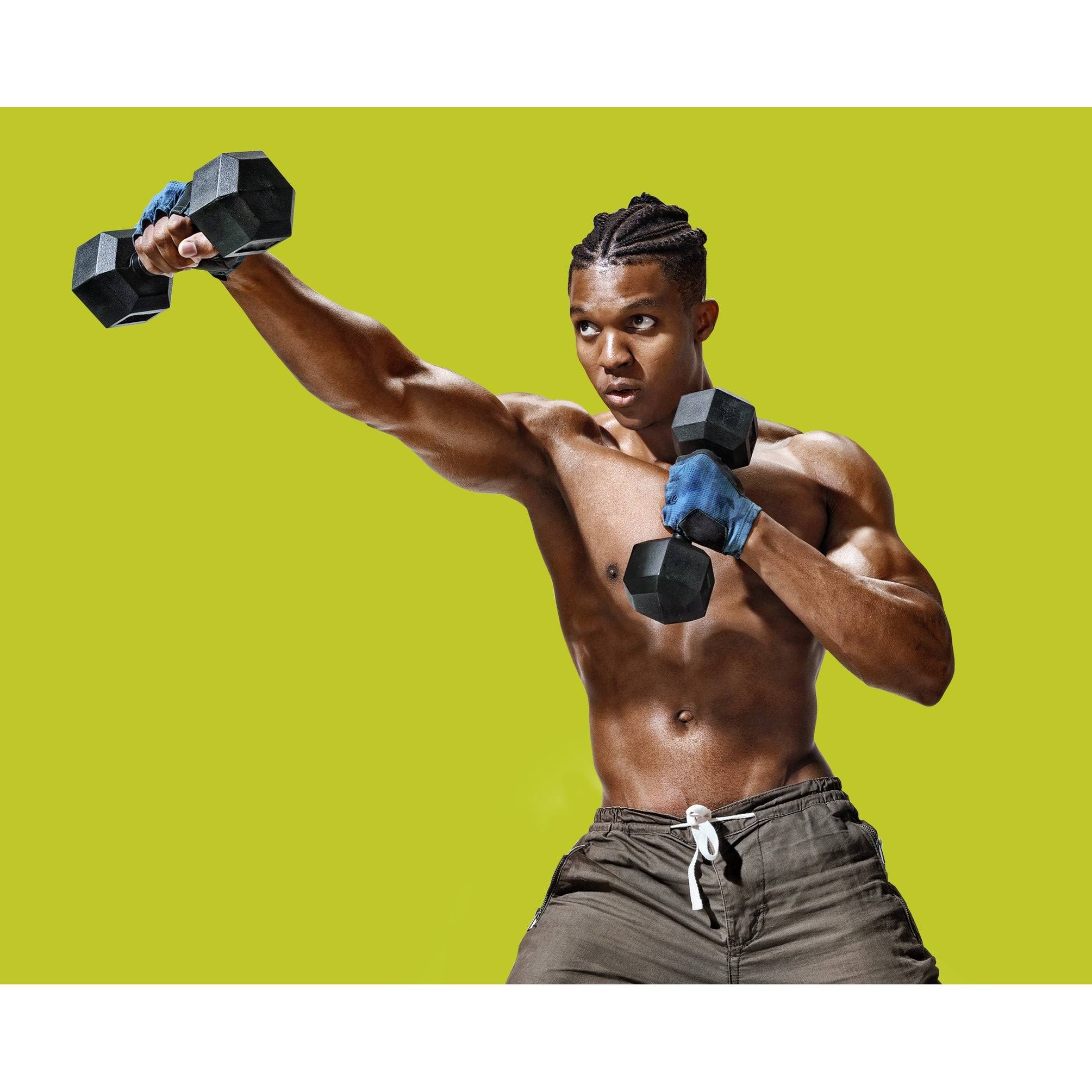 PRCTZ Rubber Encased Hex Dumbbell, 30 lbs Pair