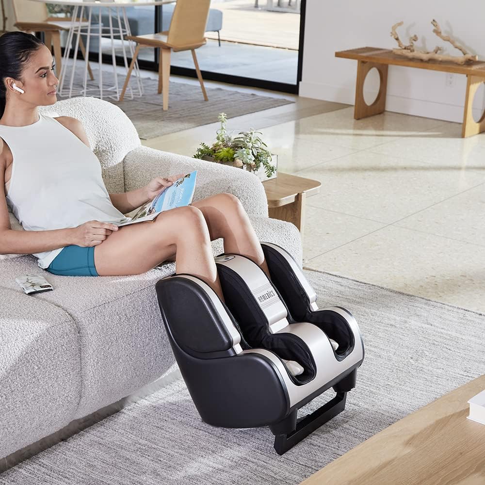 HoMedics Therapist Select 2.0 Foot and Calf Massager Rolling and Vibration, Heat with 6 Programs, 3 Intensities, Adjustable Tilt, and Washable Liners