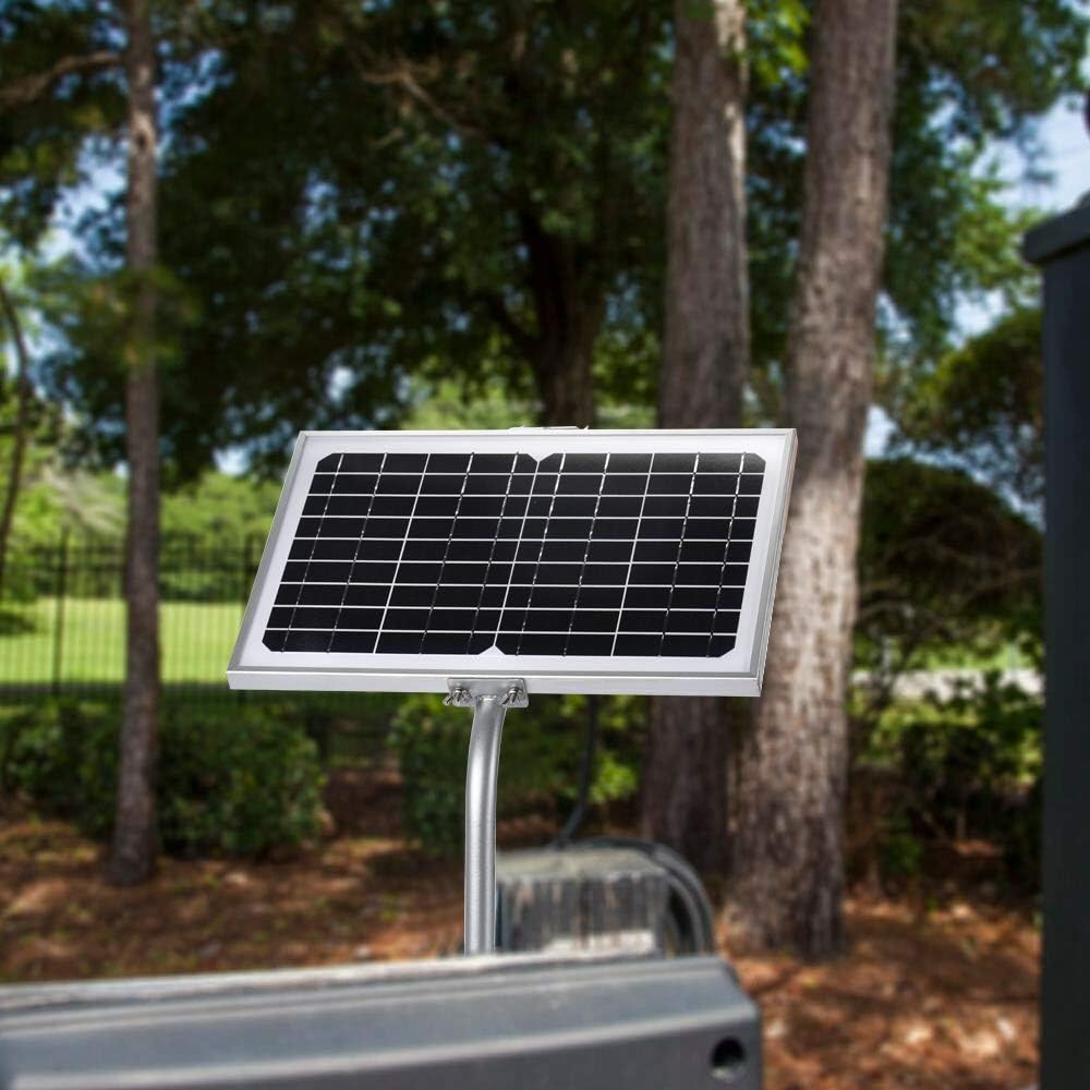 SUNER POWER 10 Watt Solar Panel Powered Charger Kit + + Tubular Mount Bracket for Automatic Gate Opener, Electrical Fence, etc