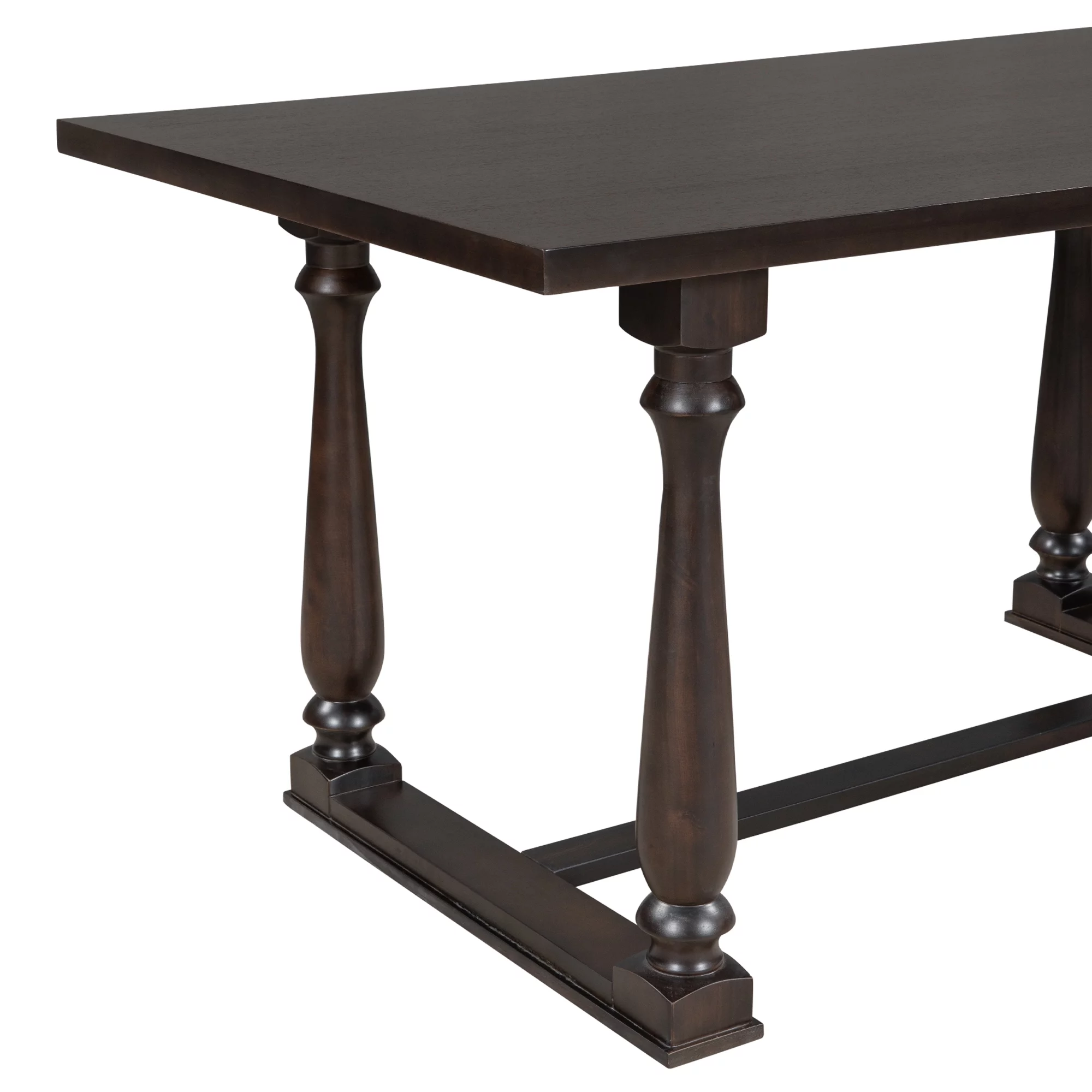 Besthome 6-Piece Dining Table and Chair Set with Special-shaped Legs and Foam-covered Seat Backs&Cushions for Dining Room (Espresso)