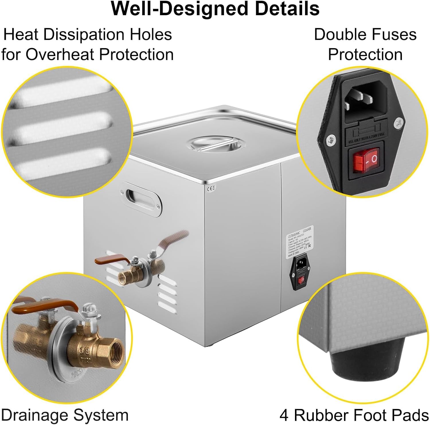 DEWIN Ultrasonic Cleaner 15L Professional Ultrasonic Cleaner with Digital Timer 40kHz Excellent Ultrasonic Cleaning Machine 110V for Jewelry, Watch, Ring, Coin, Diamond, Eyeglasses