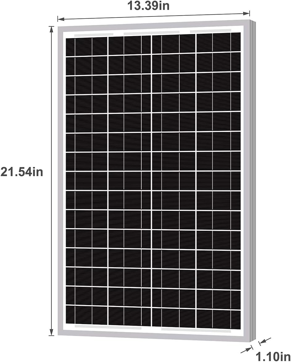 Newpowa 30W(Watt) Solar Panel High-Efficiency Monocrystalline 24V PV Module Designed for 24V Off Grid System, Charge Your 24V Battery of RV, Boat, Camper, Trailer, Gate Opener