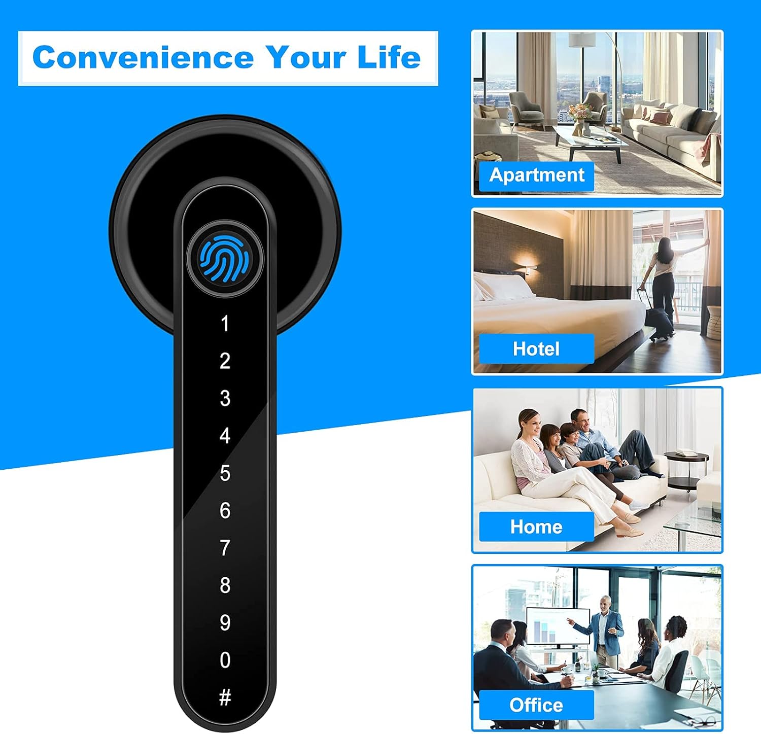 Smart Door Lock, Fingerprint Door Lock, Keyless Entry Door Lock with Handle, Smart Lever Door Lock with Bluetooth APP WiFi Control, Smart Fingerprint Door Lock Perfetc for Apartment, Office, Bedroom