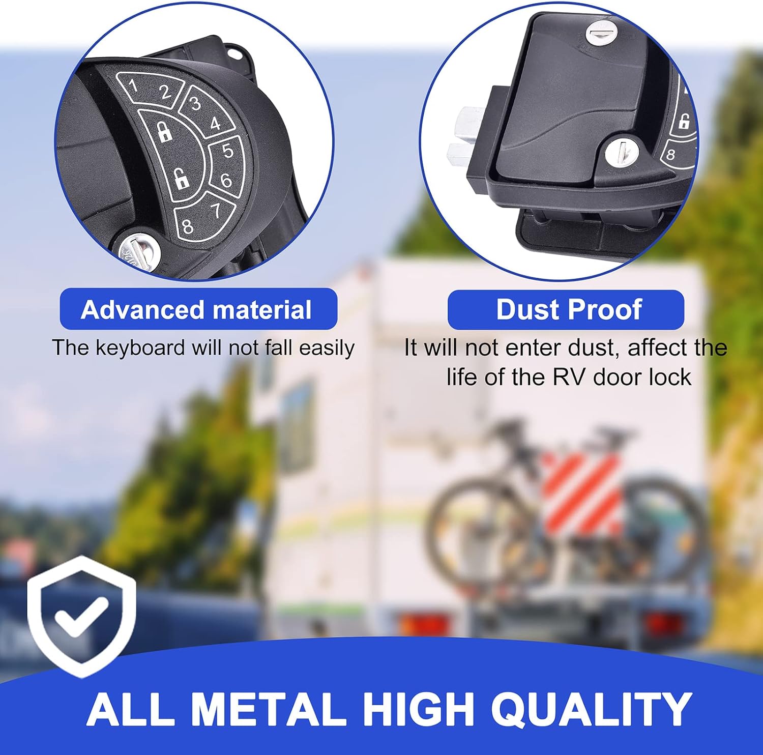 RVLIBRO by RISTOW RV Keyless Entry Door Lock - Waterproof & Shockproof RV Door Lock 2 Key Fobs and Backlit Keypad 100% Metal RV Door Lock with Install Tools for Travel Trailer Camper