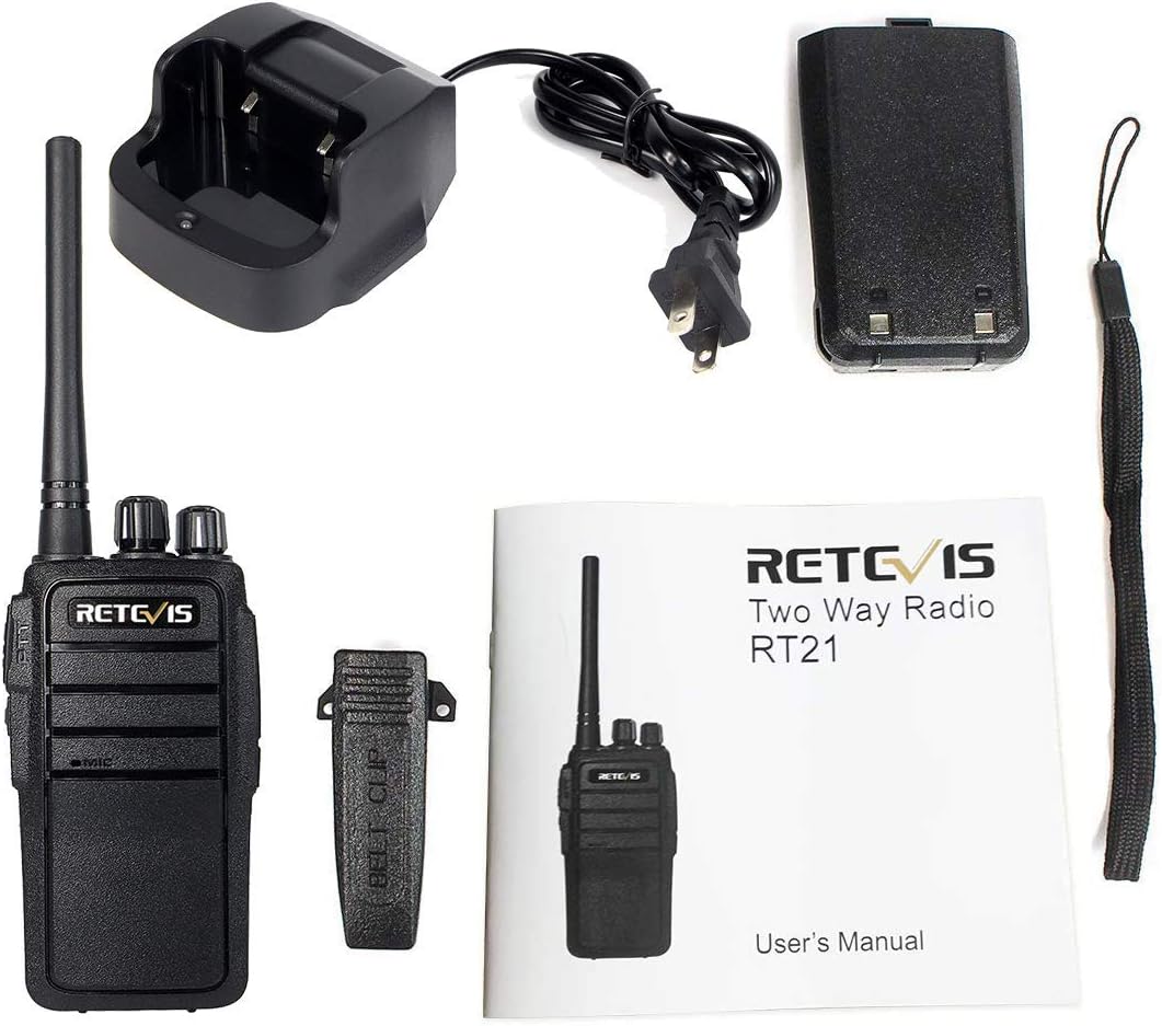 Case of 4,Retevis RT21 Walkie Talkies Adults Rechargeable, Two Way Radios Long Range,16 Channels VOX Hands Free Emergency 2-Way Radio for Family and Small Organization Business Pack of 2