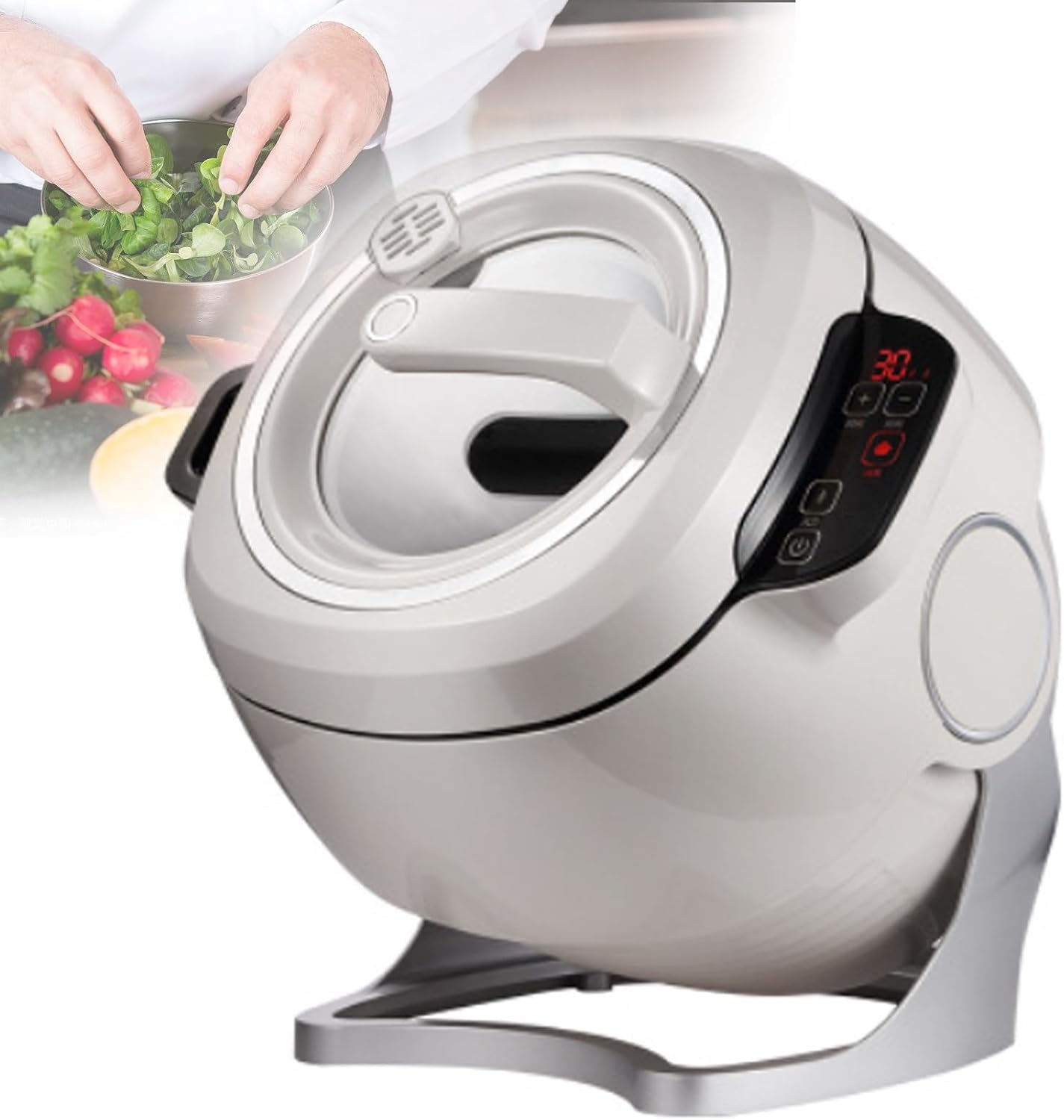 Automatic Cooking Machine,Automatic Stir Fry Robot,6LTouch Panel Cooker Robot, with 360° Rotating and 3D All-round Heating Anti-Paste,Perfect for Christmas & New Year Parties