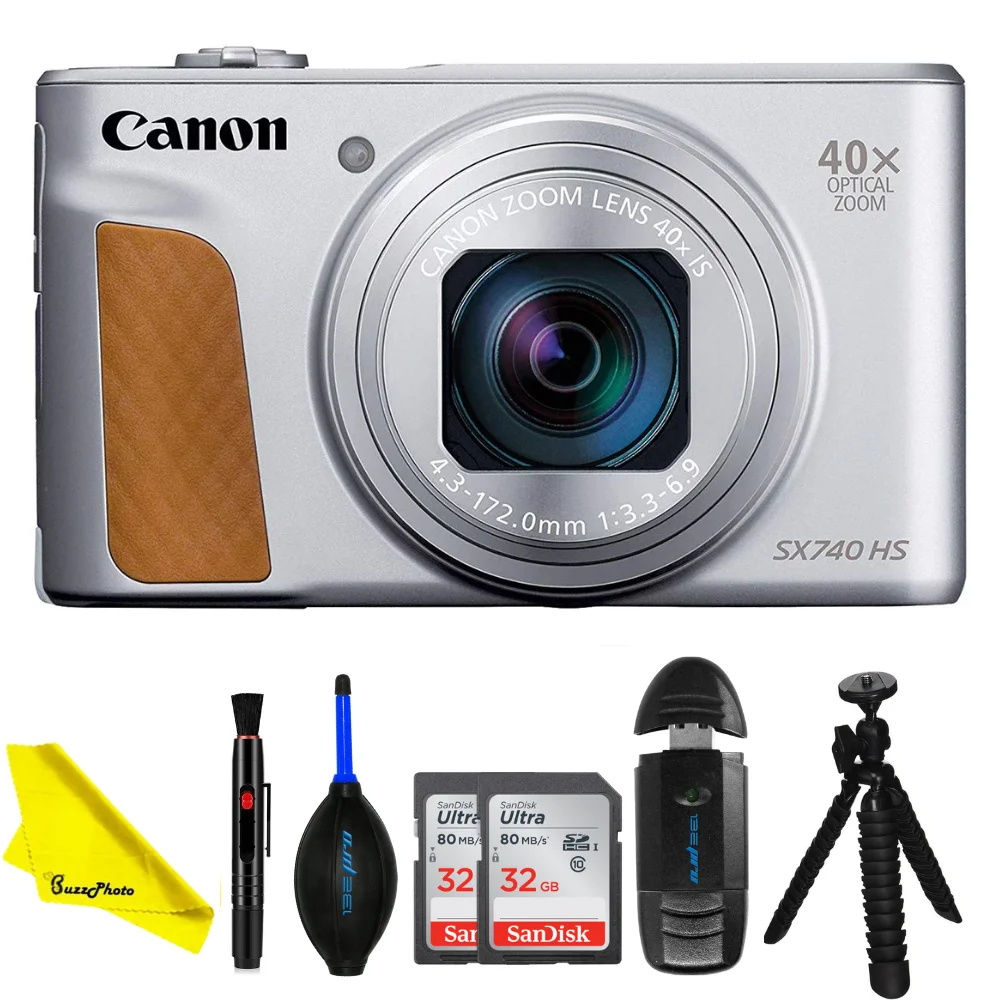 Canon Powershot SX740 HS 4K Video Digital Camera (Silver) - BuzzPhoto Beginner Bundle - Curated Treasures Market