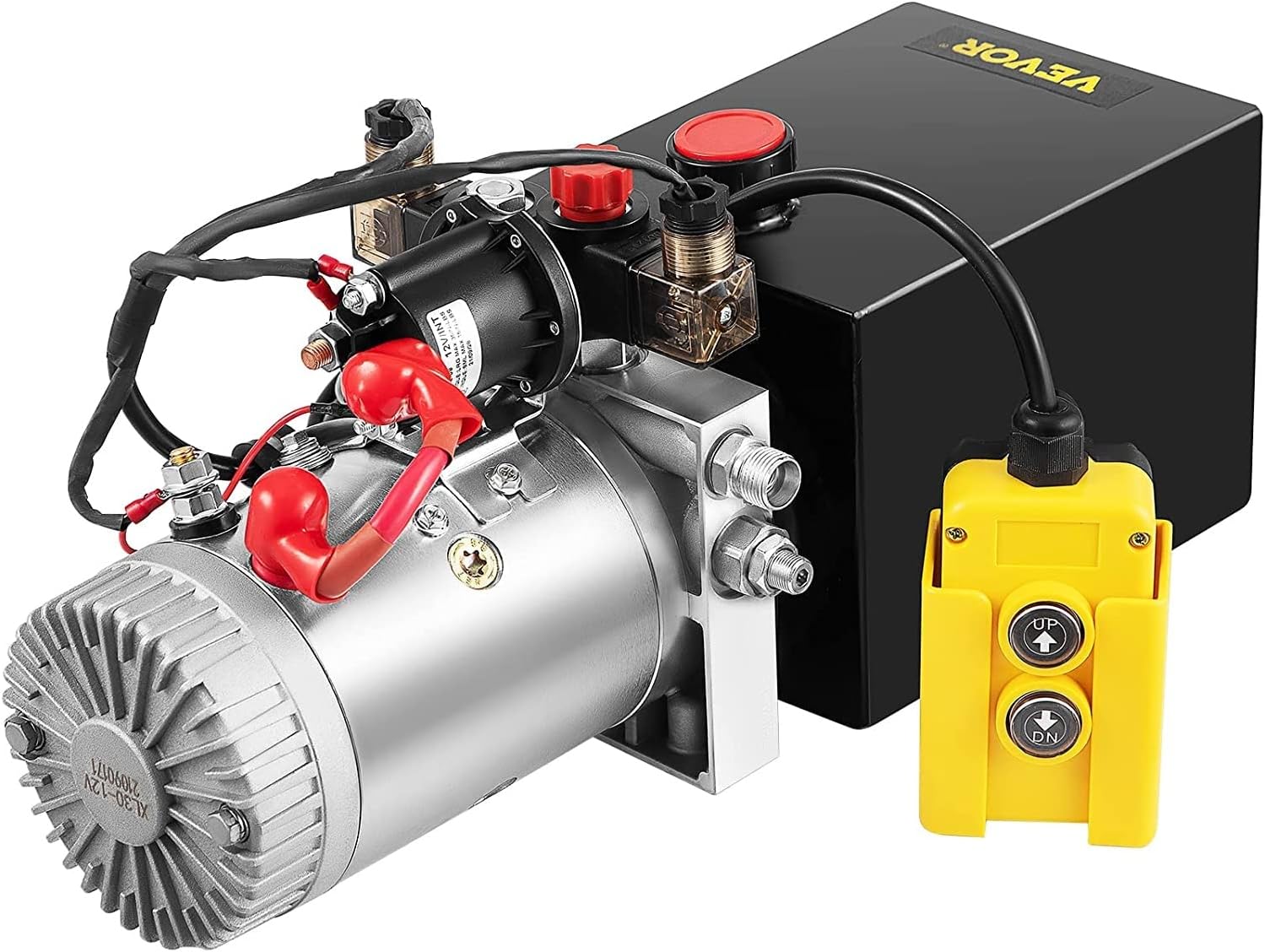 Mophorn Hydraulic Pump, 10 Quart Hydraulic Power Unit, Single Acting Hydraulic Pump, 12V DC Hydraulic Pump (Steel Reservoir, Single Acting, 3200 PSI) w/SAE#6 Connector for Dump Trailer Car Lifting