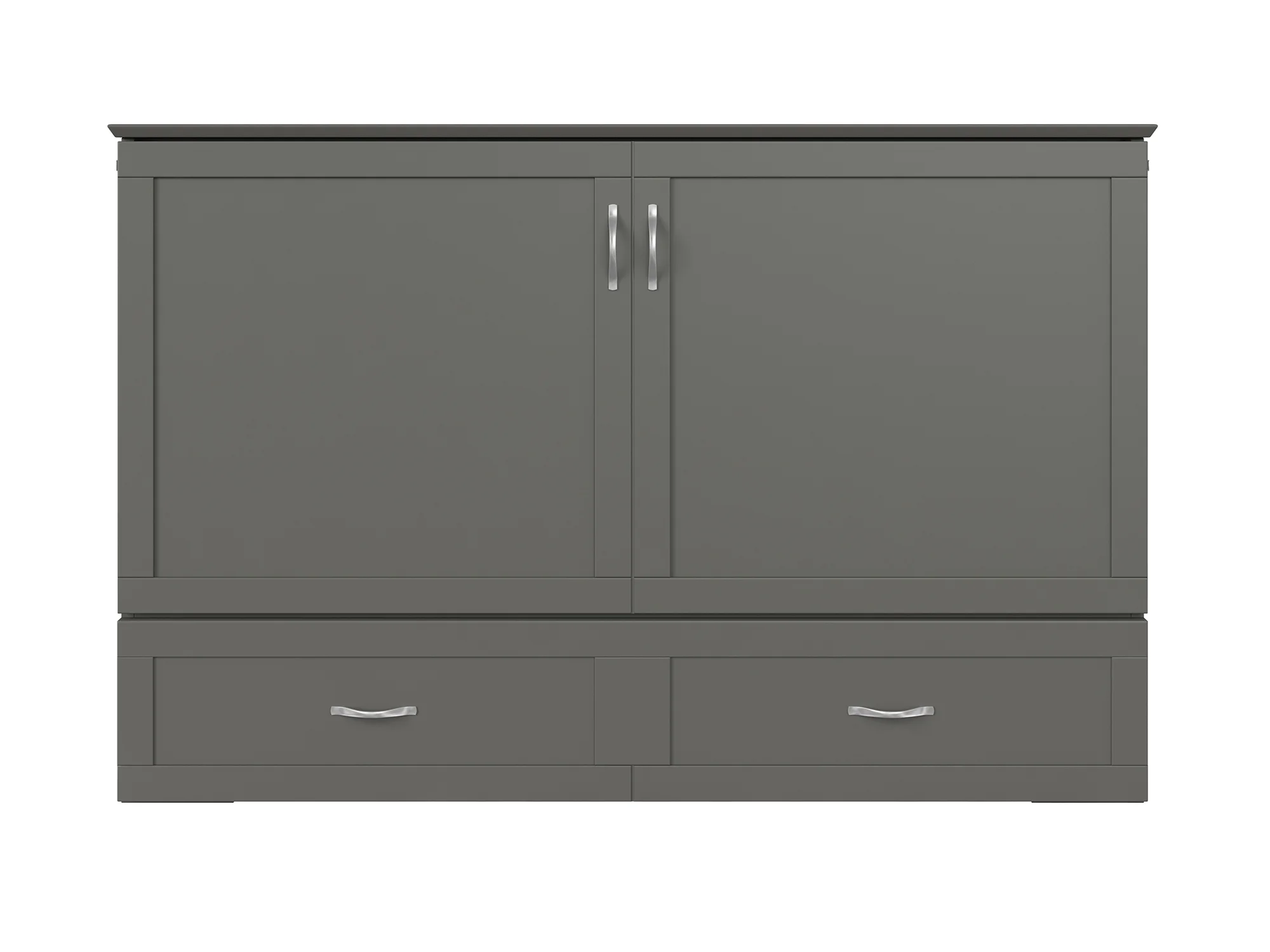 AFI Hamilton Queen Solid Wood Murphy Bed Chest with Mattress, Drawer and Charger in Gray