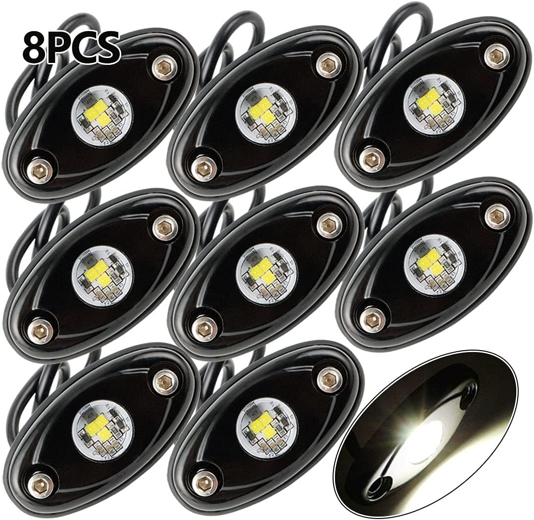 LEDMIRCY LED Rock Lights White 12PCS for Off Road Truck ZRZ Auto Car Boat ATV SUV Waterproof High Power Neon Trail Rig Lights Shockproof(Pack of 12,White)