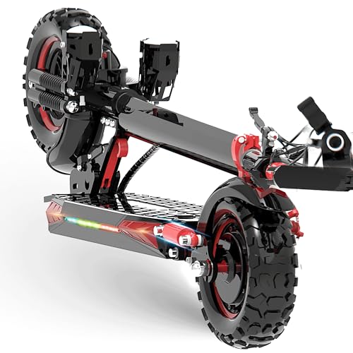 Electric Scooter Adults, 48V 18AH/21AH Battery, 1200W Motor, 35 Mph Top Speed W/ 35 Miles Max Range, 11" Off Road Vacuum Wide Tire, Foldable E Scooter with Seat, Dual Suspension