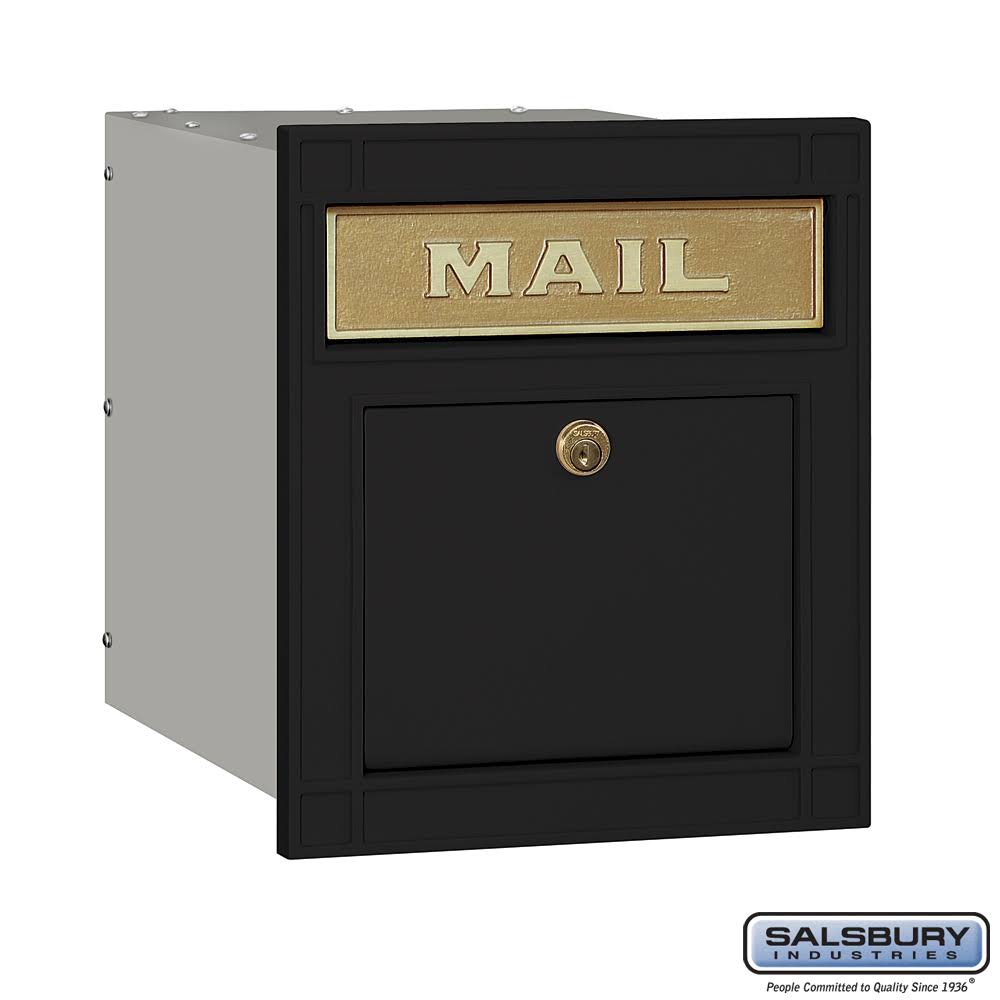 Salsbury Industries 4145p-blk Cast Aluminum Column Mailbox - Locking - Plain Door - Black