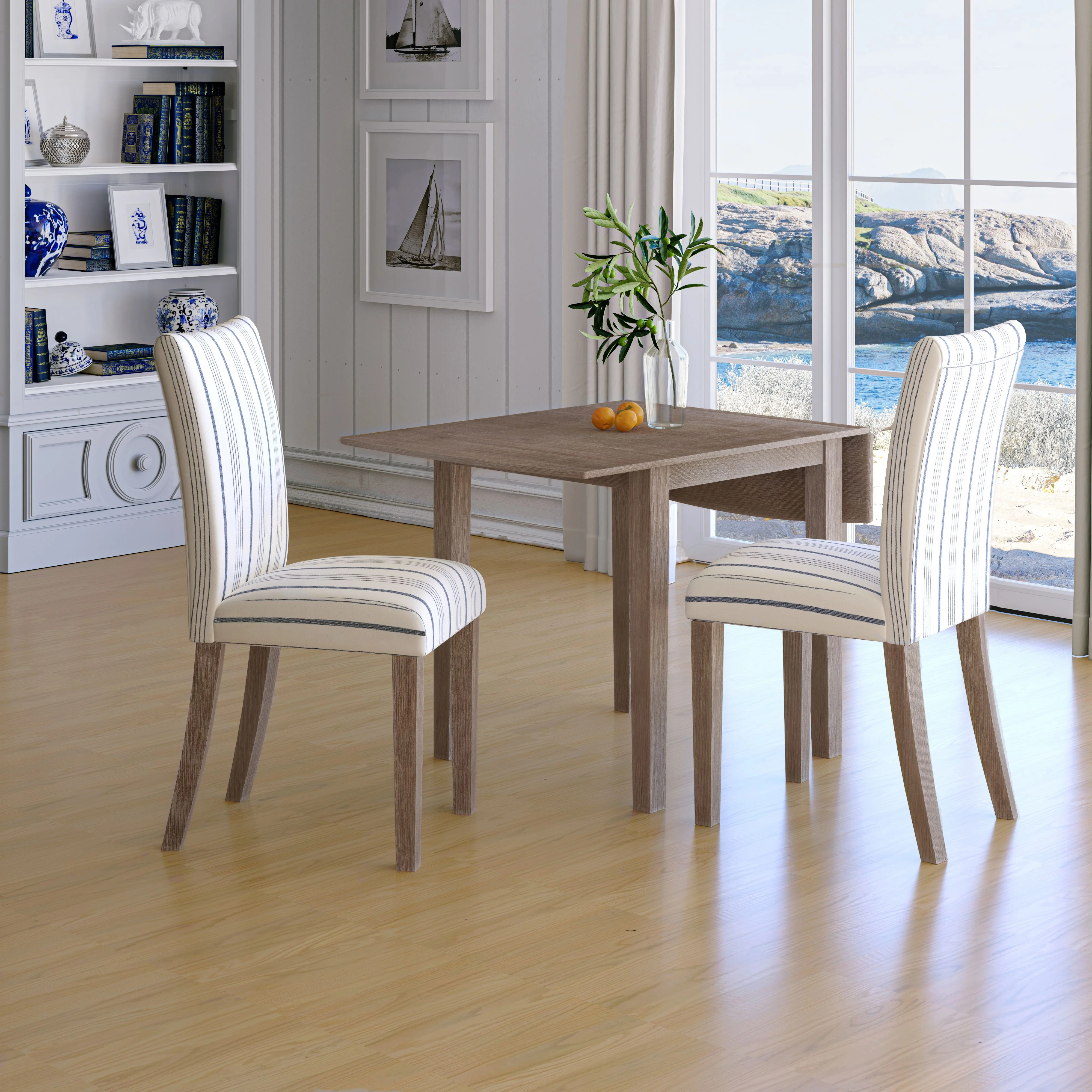 Jofran Eastern Tides Coastal Wire-Brushed Acacia Upholstered Parsons Dining Chair (Set of 2)