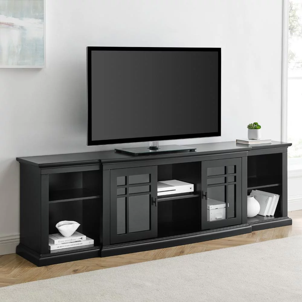 80" 2 Door Transitional Wood Breakfront Console - Black