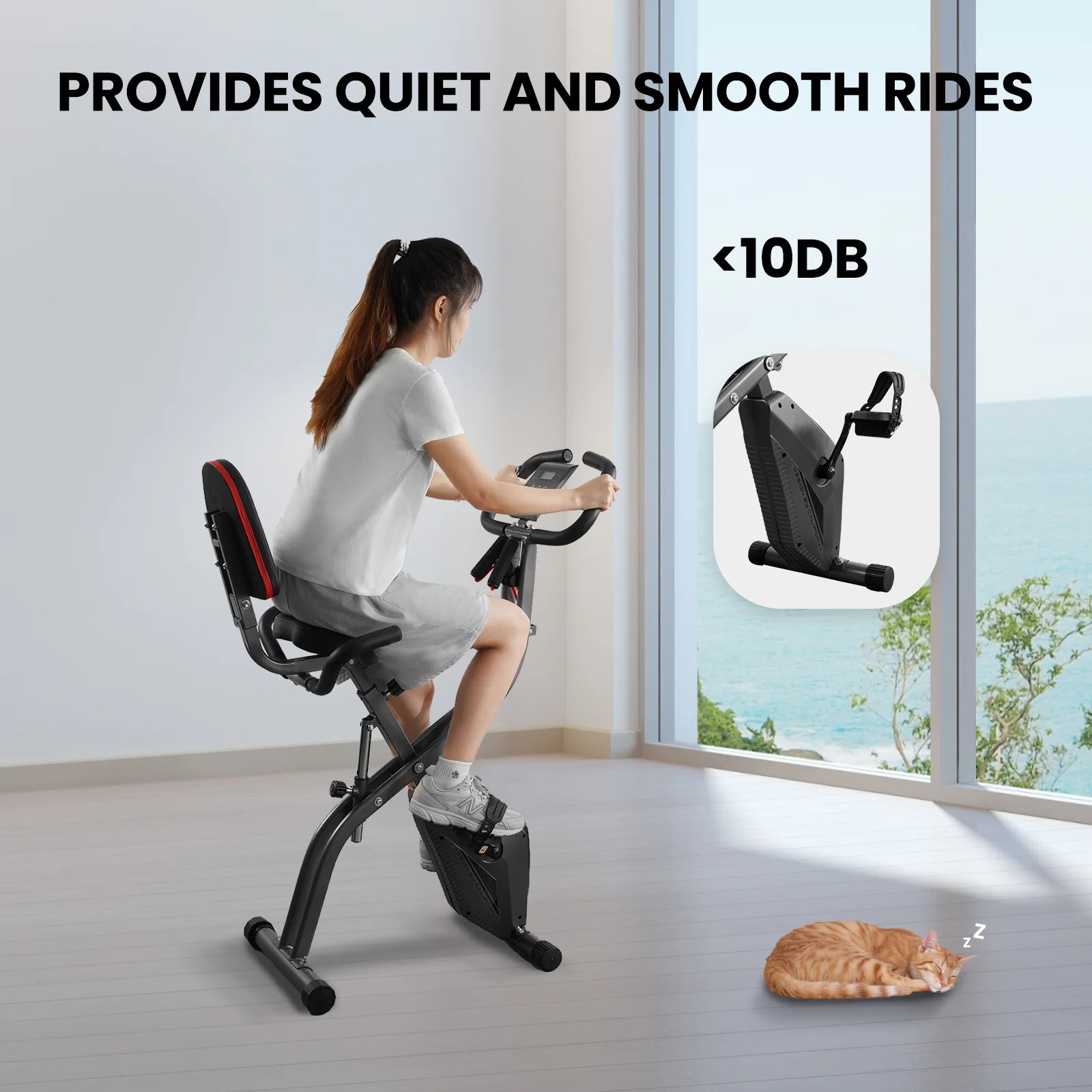 Exercise Bike 3-in-1 Folding Stationary Exercise Equipment 265 LBS Weight Capacity