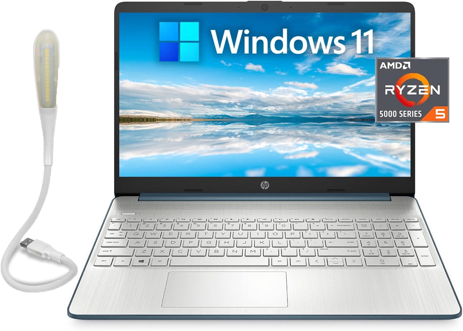 Newest HP 15.6" FHD (1920 x 1080) Laptop, AMD 6-core Ryzen5-5500U, 16GB RAM, 1TB SSD, HDMI, USB Webcam, Microphone, Windows 11 Home, Spruce Blue, Bundle with TSBEAU Accessory