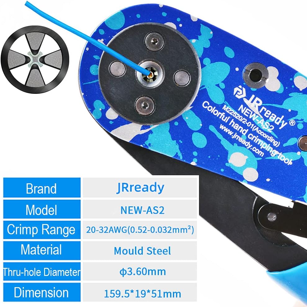 JRready ST2119-AS2 Eight Indent Crimping Tool KIT M22520 2 01 series crimper with 37 Positioner and GO NO GO GAUGE G125 for Aviation Aerospace and miniature electrical connector