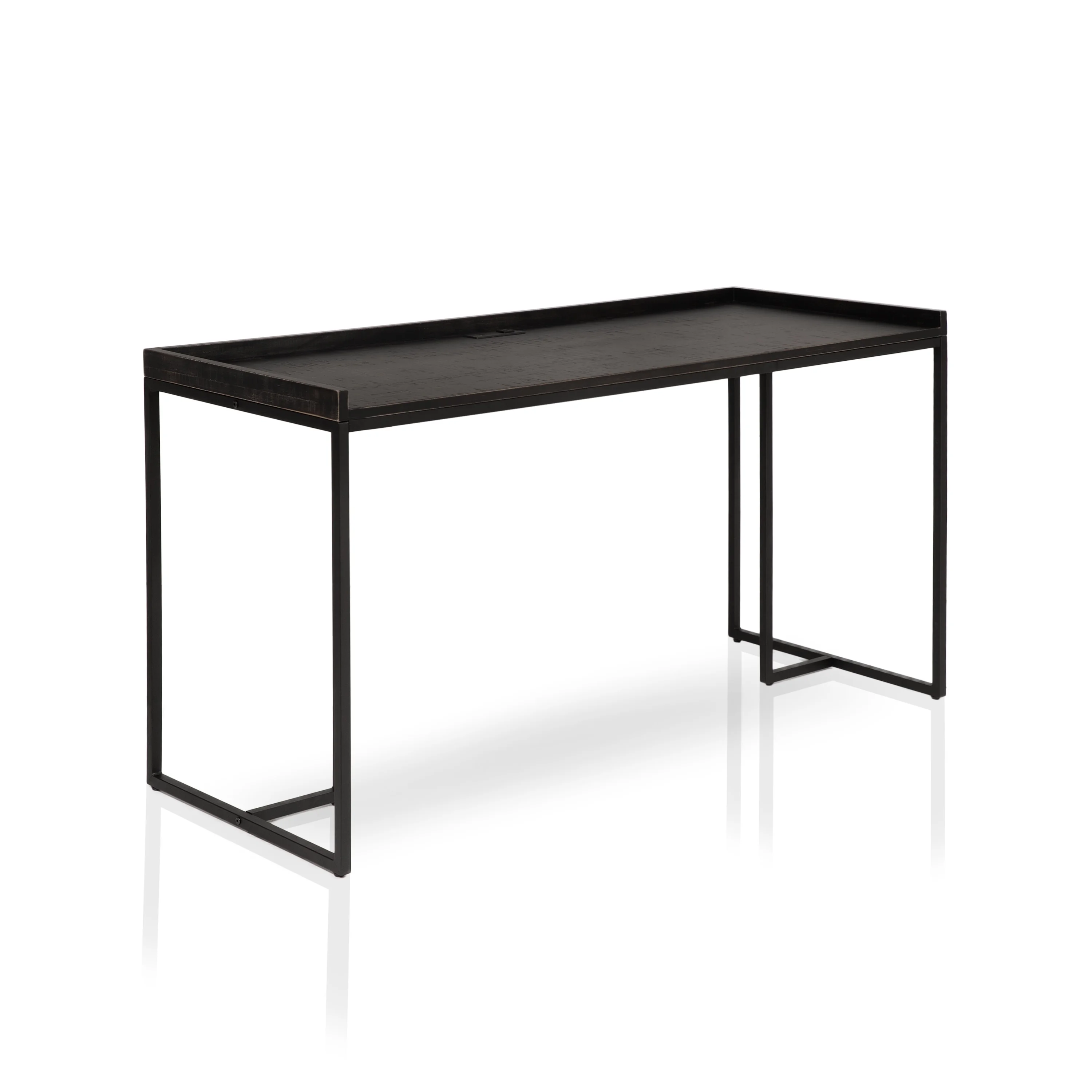 Furniture of America Magnus Industrial 59-inch Metal Computer Desk with USBs by  Pink Wood Finish, Metal Finish