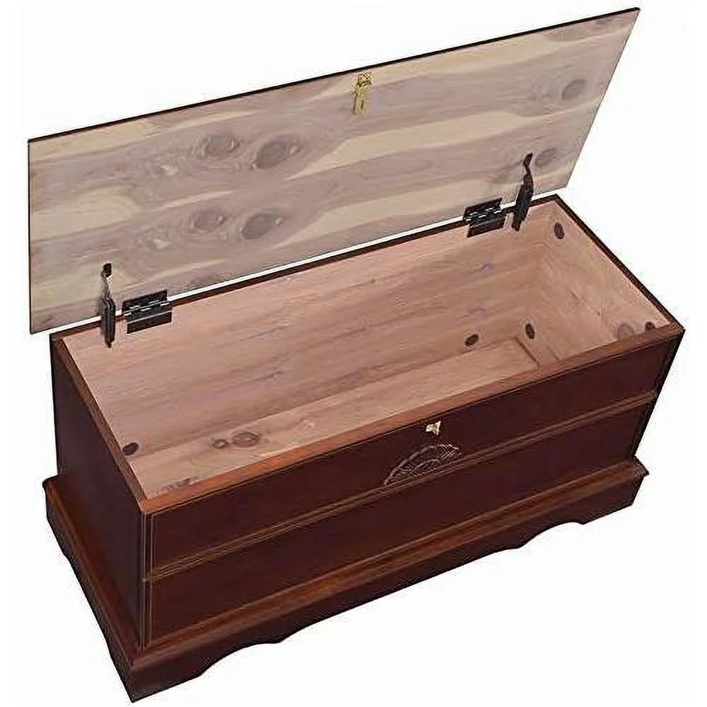 Cedar Lined Wood Storage Blanket Chest Trunk, In Warm Brown