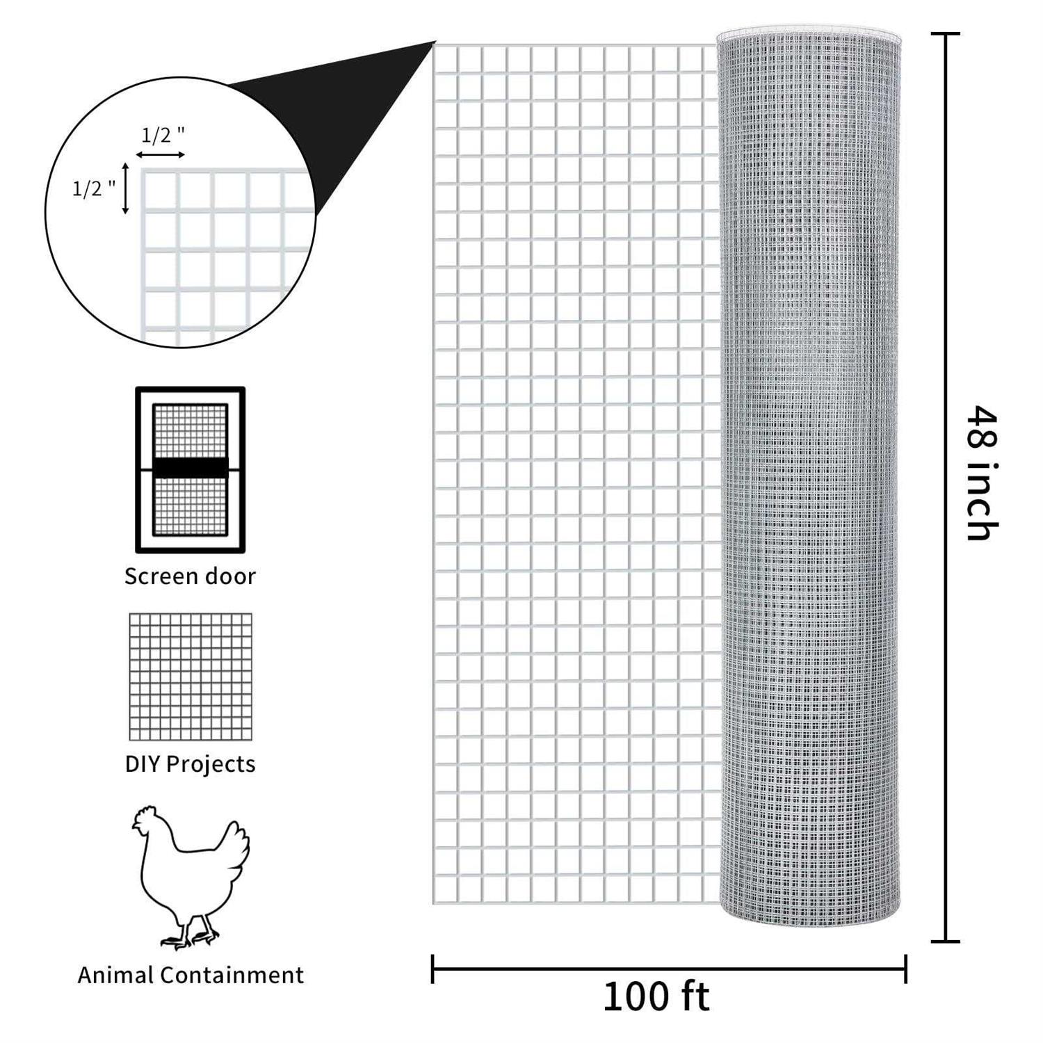 Dwale Hardware Cloth Chicken Wire Mesh Galvanized Wire Mesh 48inx100ft 23 Gauge Heavy Duty Galvanized Wire Fence Chicken Fence for Chicken Poultry Coo - Shop Hardware Tools Online Store