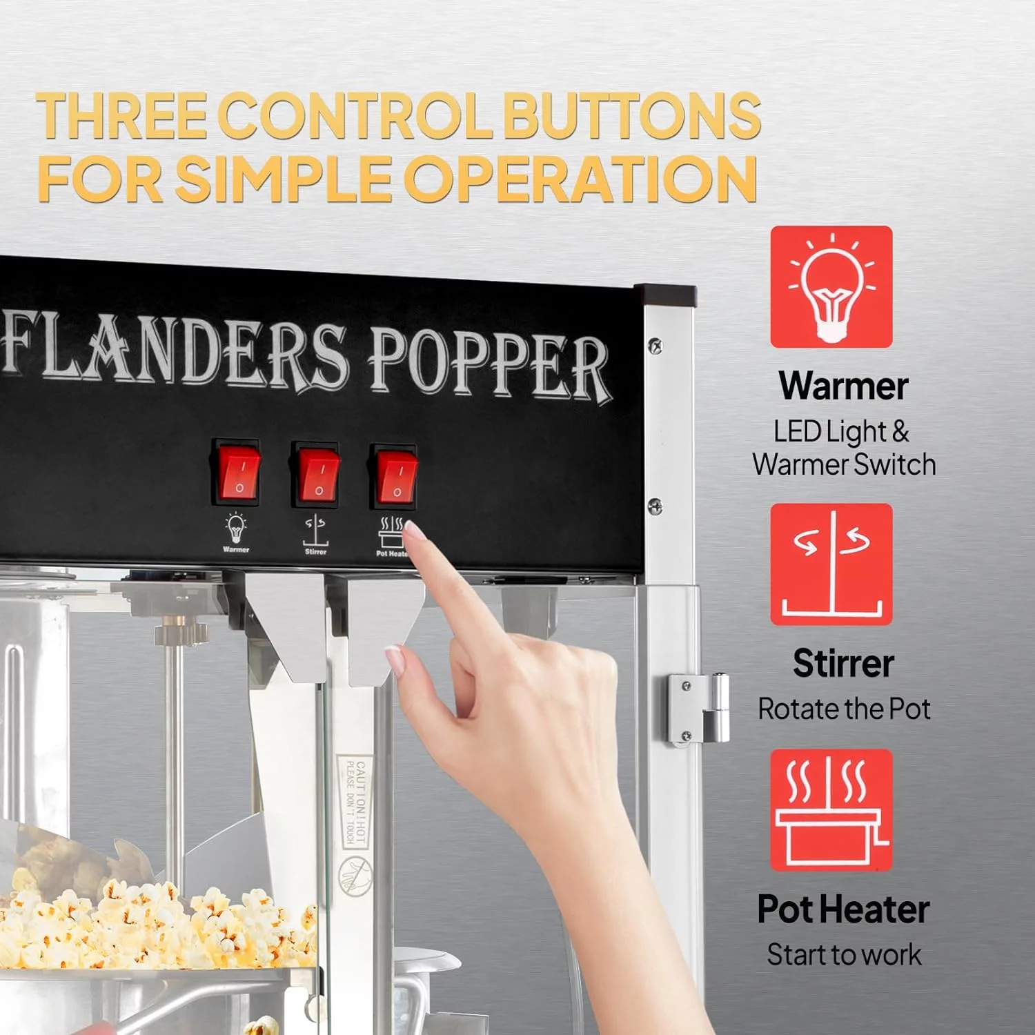 ROVSUN Popcorn Machine with 16 Ounce Kettle, Countertop Popcorn Maker Commercial Popcorn Machine w/ Stainless Steel Scoop, Oil Spoon & 3 Popcorn Cups for Home Movie Theater, Black