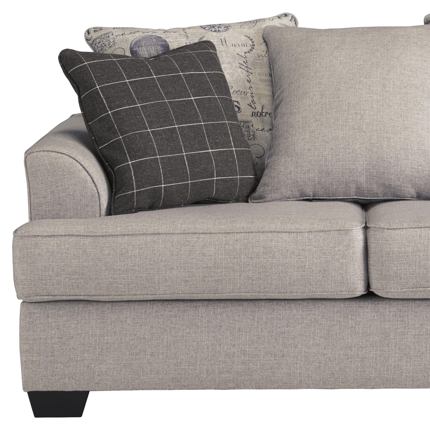 Benjara Fabric Upholstered Wooden Loveseat with Piped Stitching, Gray